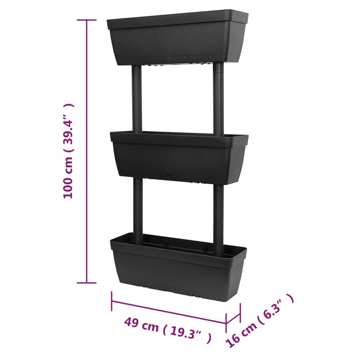 Jardinieră de grădină, 3 buc., antracit, 100 cm WALTI