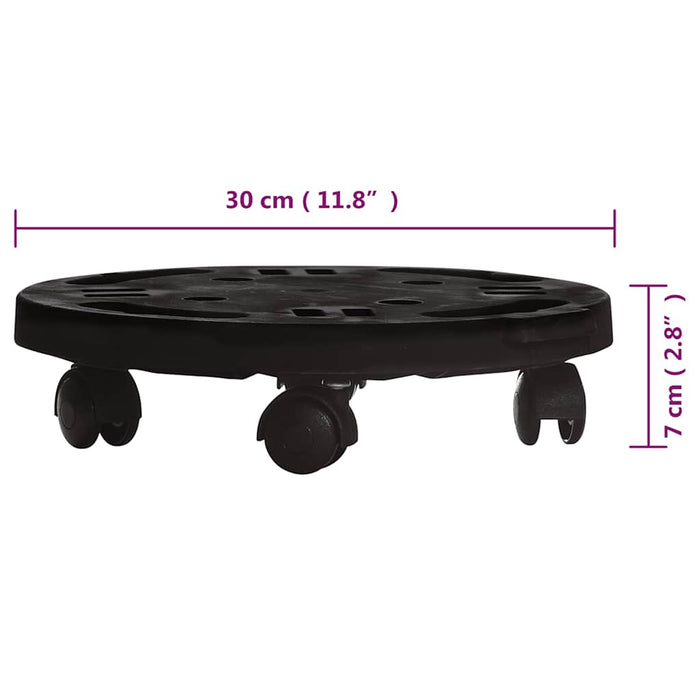 Cărucior pentru plante cu roți, diametru 30 cm, negru, 170 kg - WALTI WALTI