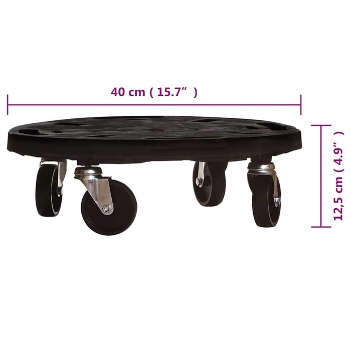 Cărucior pentru plante cu roți, diametru 40 cm, negru, 275 kg WALTI