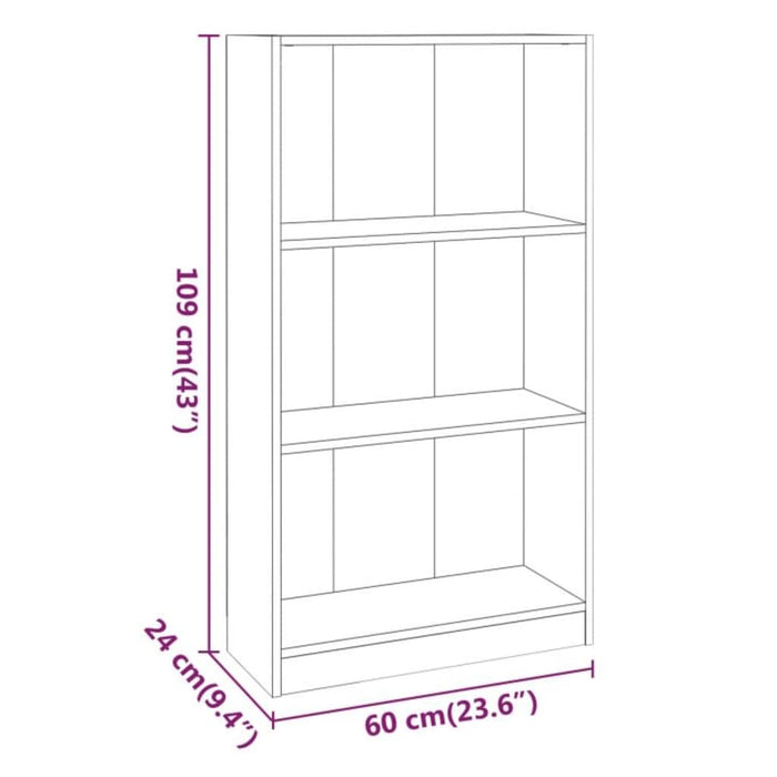 Bibliotecă, stejar fumuriu, 60x24x109 cm, lemn prelucrat - WALTI WALTI