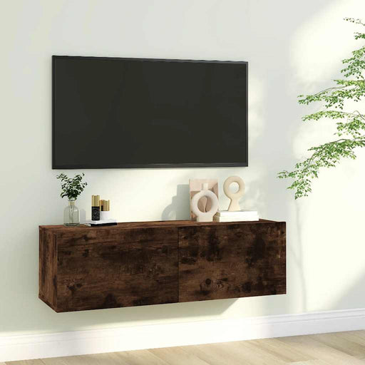 Comodă TV de perete, stejar afumat, 100x30x30 cm,lemn prelucrat - WALTI WALTI