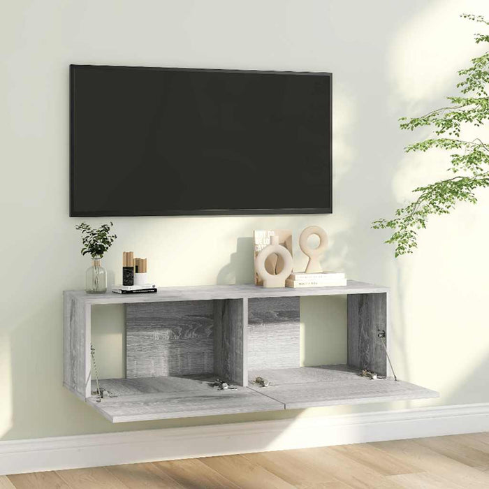 Comodă TV de perete, gri sonoma, 100x30x30 cm, lemn prelucrat - WALTI WALTI