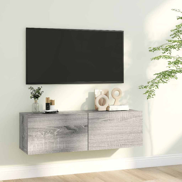 Comodă TV de perete, gri sonoma, 100x30x30 cm, lemn prelucrat - WALTI WALTI