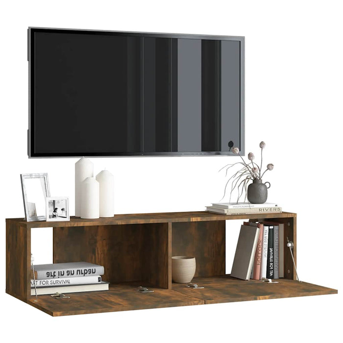 Comodă TV de perete stejar afumat 120x30x30 cm lemn compozit - WALTI WALTI