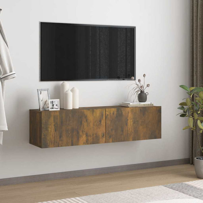 Comodă TV de perete stejar afumat 120x30x30 cm lemn compozit - WALTI WALTI