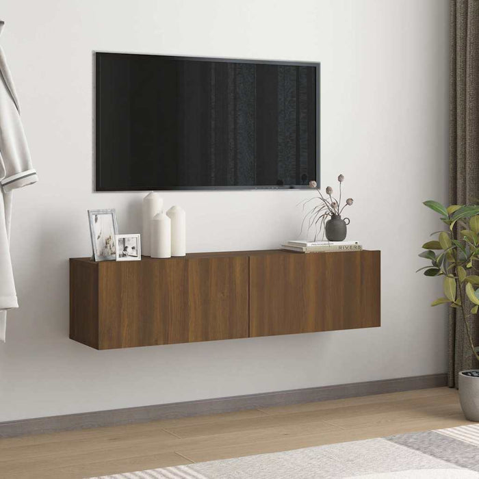 Comodă TV de perete, stejar maro, 120x30x30 cm, lemn compozit WALTI