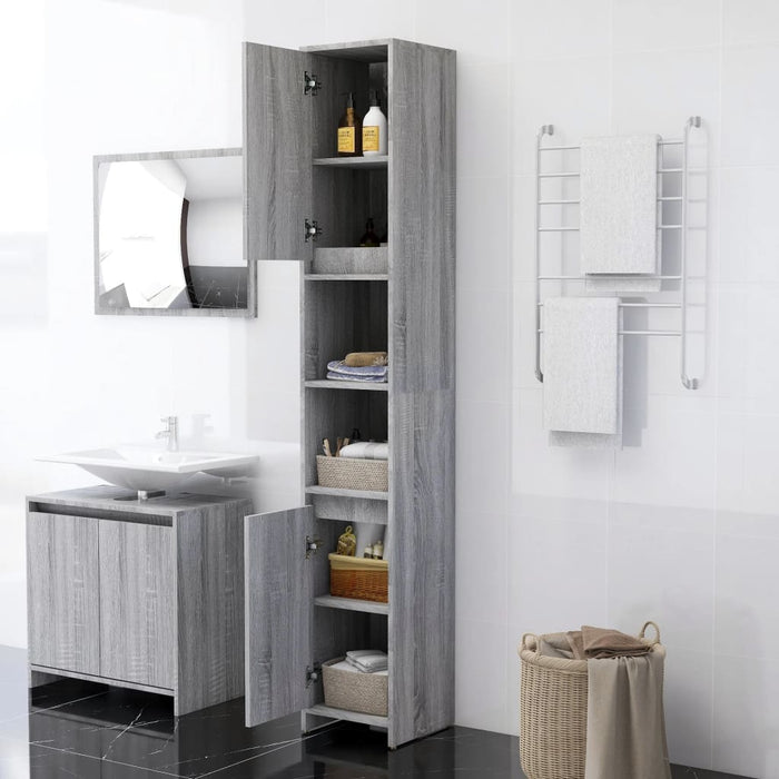Dulap de baie, sonoma gri, 30x30x183,5 cm, lemn prelucrat - WALTI WALTI