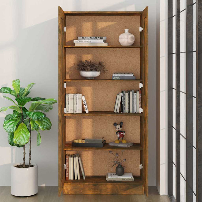 Bibliotecă, stejar fumuriu, 82,5x30,5x185,5 cm, lemn prelucrat - WALTI WALTI