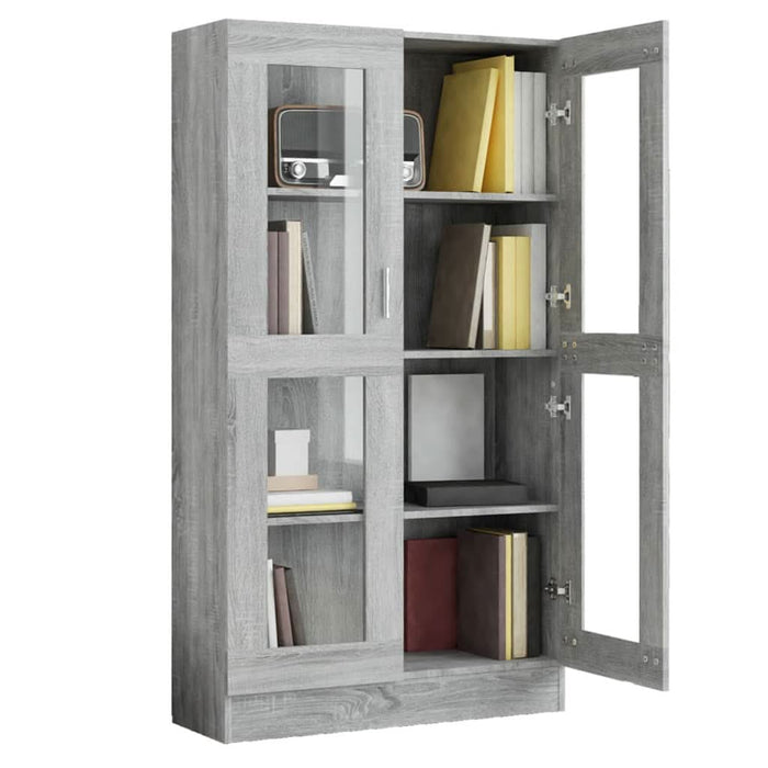 Dulap vitrină, gri sonoma, 82,5x30,5x150 cm, lemn prelucrat - WALTI WALTI
