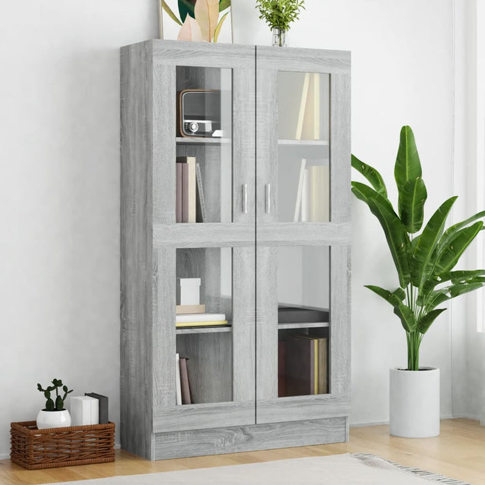Dulap vitrină, gri sonoma, 82,5x30,5x150 cm, lemn prelucrat - WALTI WALTI