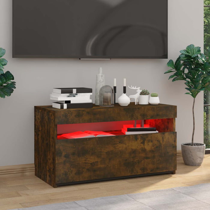 Comodă TV cu lumini LED, stejar fumuriu, 75x35x40 cm - WALTI WALTI