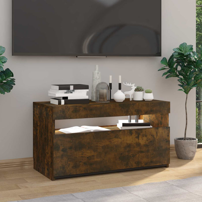 Comodă TV cu lumini LED, stejar fumuriu, 75x35x40 cm - WALTI WALTI