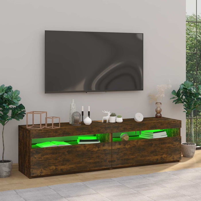 Comodă TV cu lumini LED, 2 buc., stejar afumat, 75x35x40 cm - WALTI WALTI