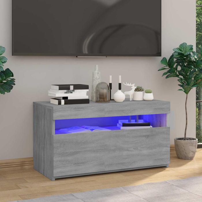 Comodă TV cu lumini LED, sonoma gri, 75x35x40 cm - WALTI WALTI