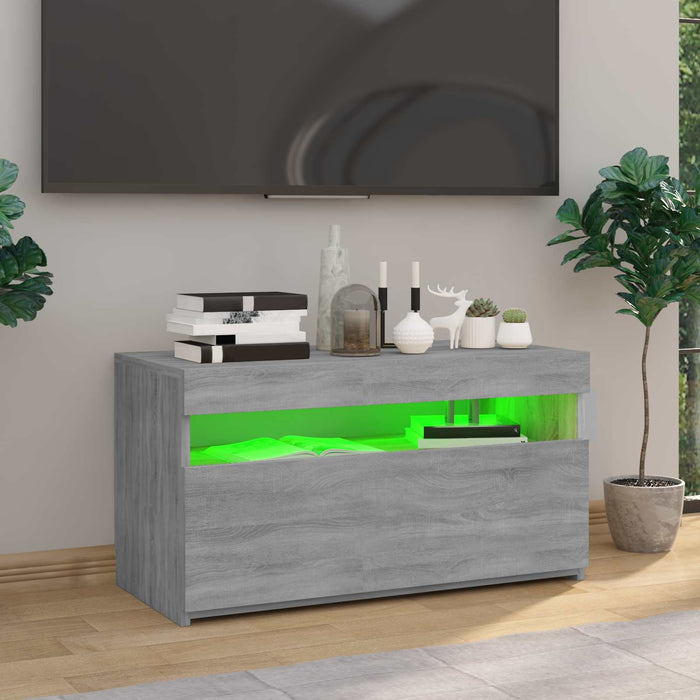 Comodă TV cu lumini LED, sonoma gri, 75x35x40 cm - WALTI WALTI