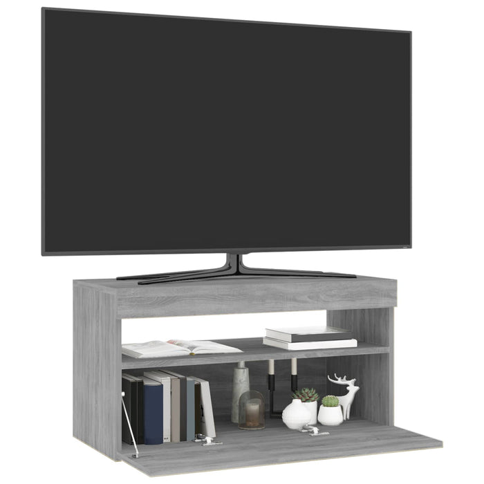 Comodă TV cu lumini LED, sonoma gri, 75x35x40 cm - WALTI WALTI