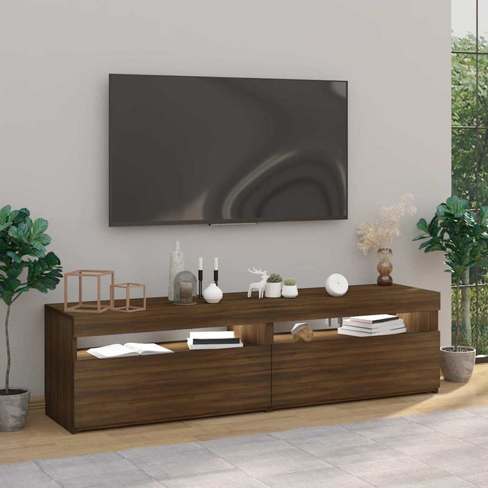 Comodă TV cu lumini LED, 2 buc., stejar maro, 75x35x40 cm WALTI