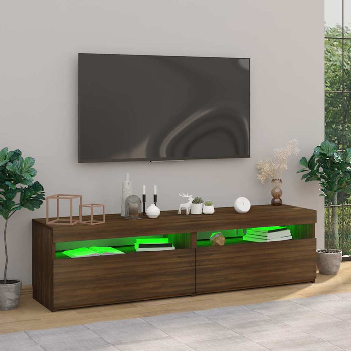 Comodă TV cu lumini LED, 2 buc., stejar maro, 75x35x40 cm WALTI