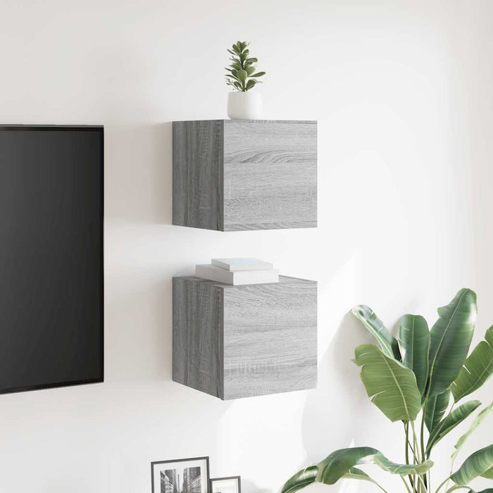 Dulap TV montaj pe perete, 2 buc., sonoma gri, 30,5x30x30 cm WALTI
