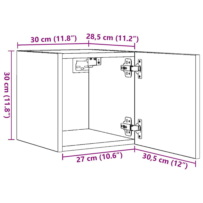 Dulap TV montaj pe perete, stejar maro, 30,5x30x30 cm WALTI