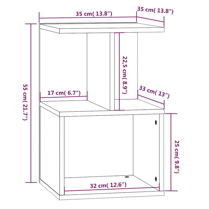 Noptiere, 2 buc., sonoma gri, 35x35x55 cm, lemn prelucrat - WALTI WALTI