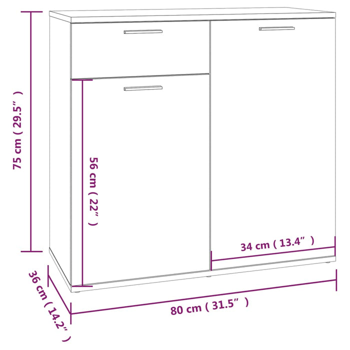 Dulap, stejar fumuriu, 80x36x75 cm, lemn compozit WALTI