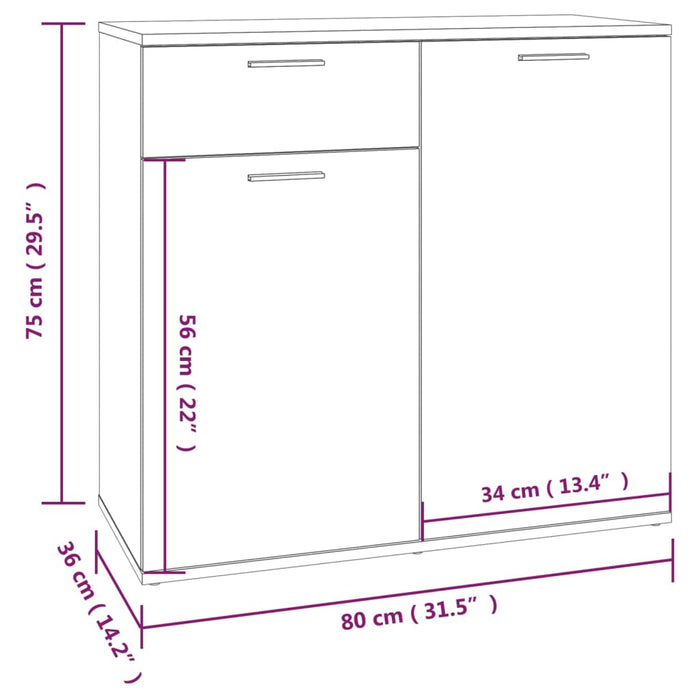 Dulap, sonoma gri, 80x36x75 cm, lemn compozit WALTI