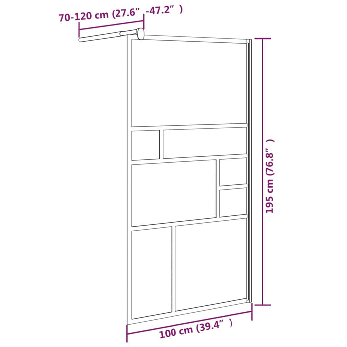 Perete pentru cabină de duș walk-in, alb, 100x195cm, sticlă ESG WALTI