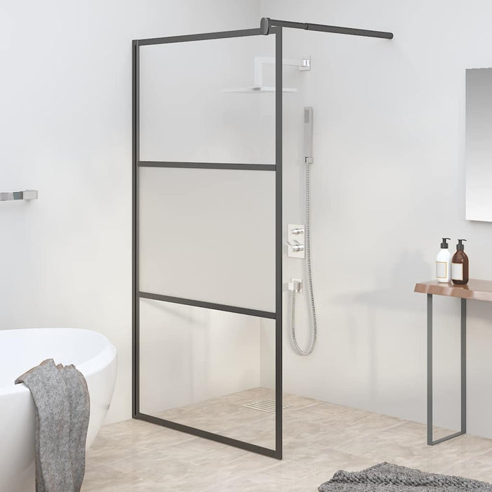 Perete cabină duș walk-in negru 100x195 cm sticlă ESG semi-mată - WALTI WALTI