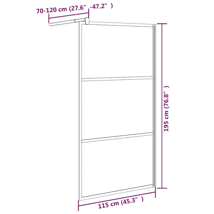 Perete cabină duș walk-in negru 115x195 cm sticlă ESG semi-mată - WALTI WALTI