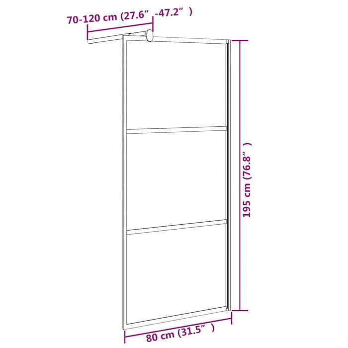 Perete cabină duș walk-in negru 80x195 cm sticlă ESG semi-mată - WALTI WALTI