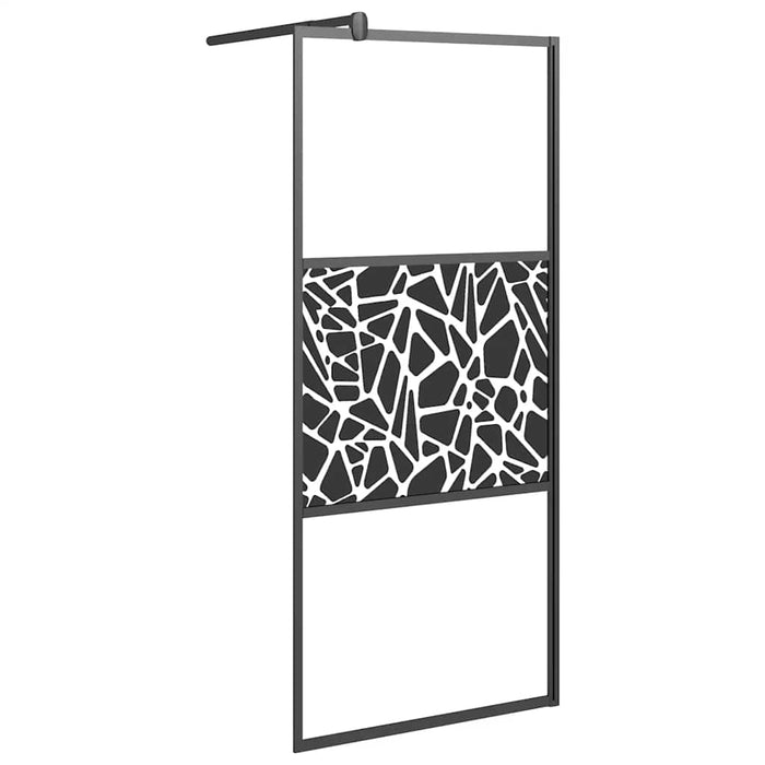 Paravan de duș walk-in negru 80x195 cm sticlă ESG model piatră - WALTI WALTI