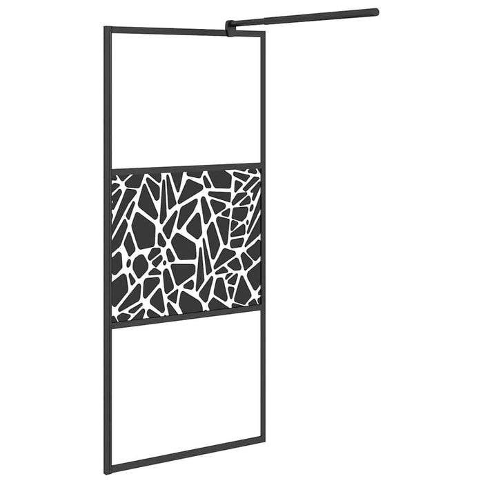 Paravan de duș walk-in negru 80x195 cm sticlă ESG model piatră - WALTI WALTI