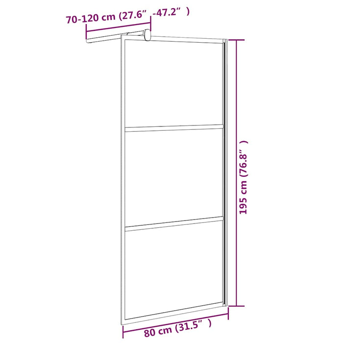 Paravan de duș walk-in negru 80x195 cm sticlă ESG model piatră - WALTI WALTI
