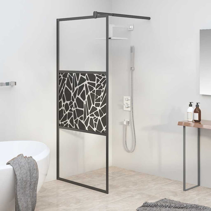 Paravan de duș walk-in negru 80x195 cm sticlă ESG model piatră - WALTI WALTI