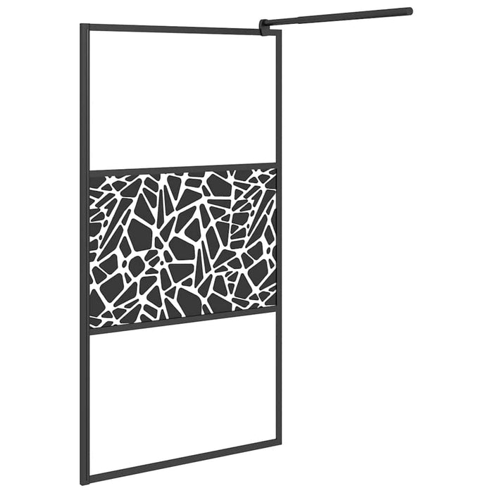 Paravan de duș walk-in negru 100x195 cm sticlă ESG model piatră - WALTI WALTI
