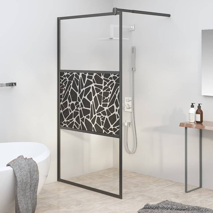Paravan de duș walk-in negru 100x195 cm sticlă ESG model piatră - WALTI WALTI