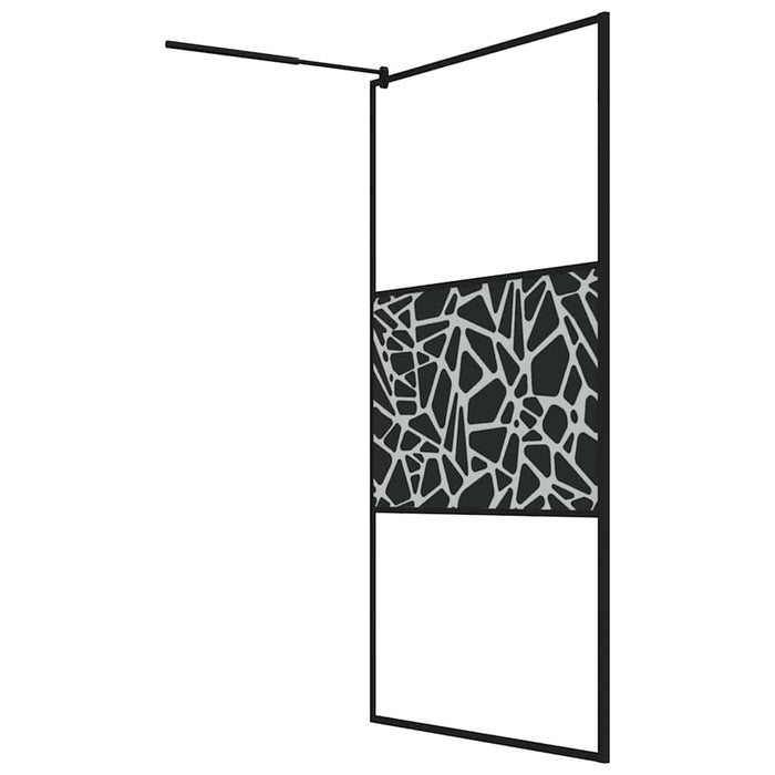 Paravan de duș walk-in negru 115x195 cm sticlă ESG model piatră - WALTI WALTI