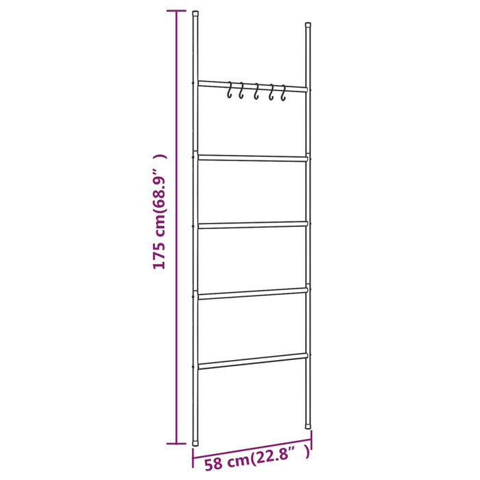 Scară pentru suport de prosoape cu 5 niveluri, negru, 58x175 cm, fier WALTI