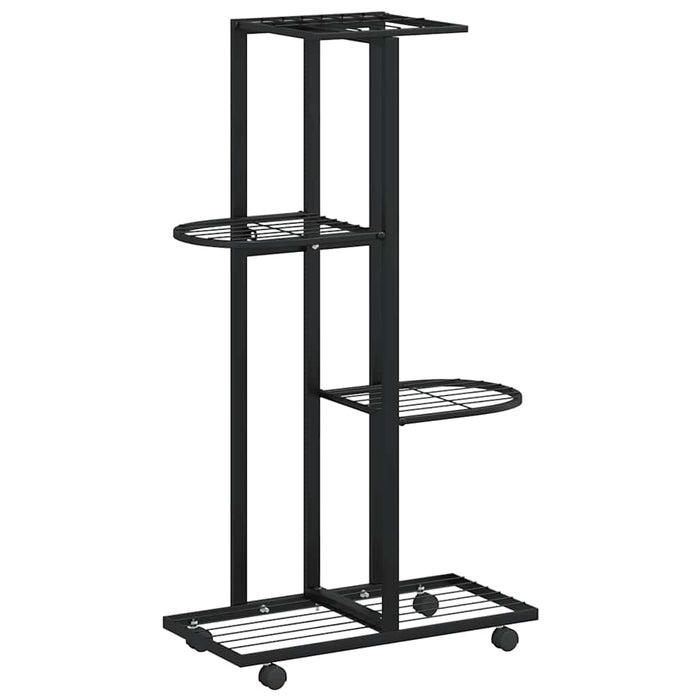 Suport de flori cu 4 etaje, cu roți, negru, 44x23x80 cm, fier - WALTI WALTI