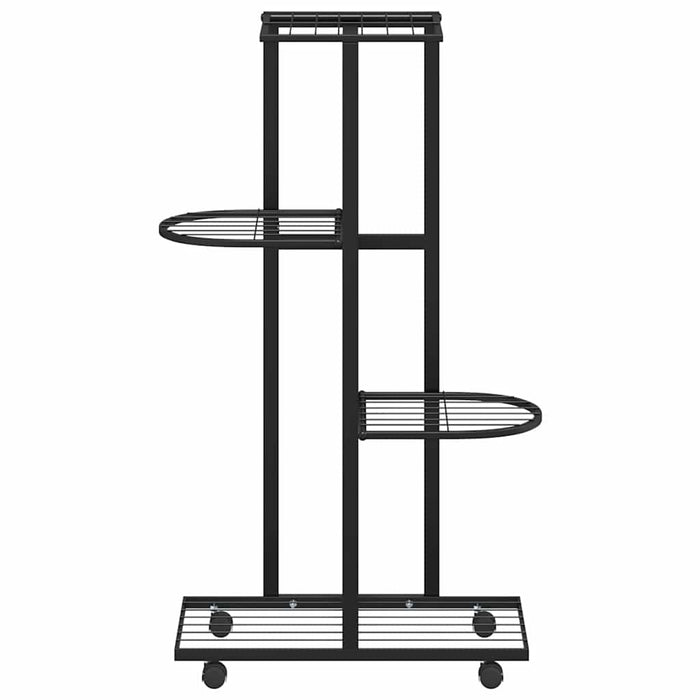 Suport de flori cu 4 etaje, cu roți, negru, 44x23x80 cm, fier - WALTI WALTI