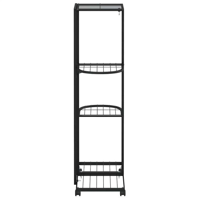 Suport de flori cu 4 etaje, cu roți, negru, 44x23x80 cm, fier - WALTI WALTI