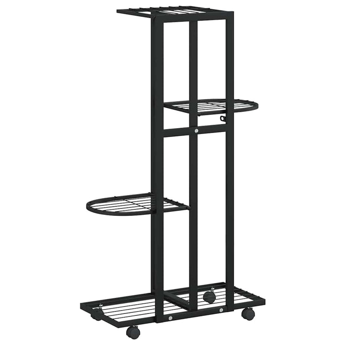 Suport de flori cu 4 etaje, cu roți, negru, 44x23x80 cm, fier - WALTI WALTI