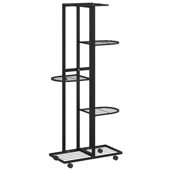 Suport de flori cu 5 etaje, cu roți, negru, 44x23x100 cm, fier - WALTI WALTI