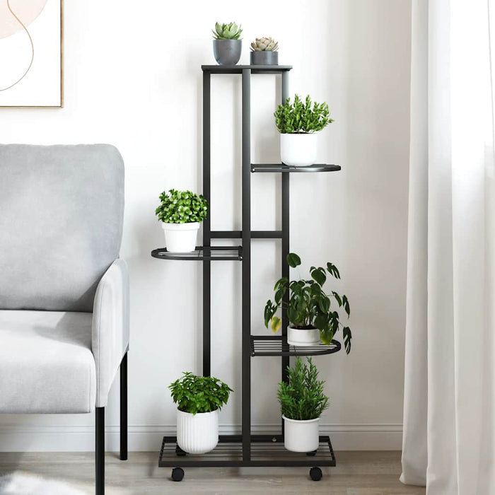 Suport de flori cu 5 etaje, cu roți, negru, 44x23x100 cm, fier - WALTI WALTI