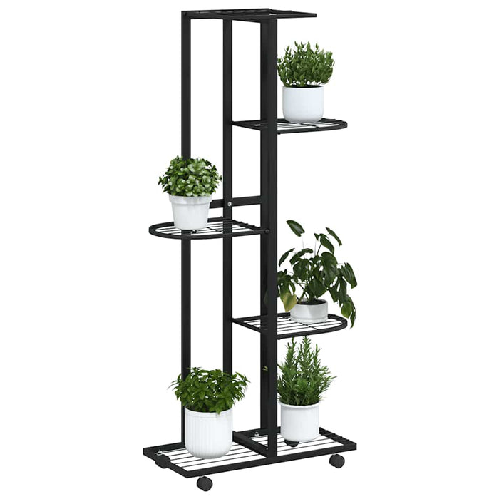 Suport de flori cu 5 etaje, cu roți, negru, 44x23x100 cm, fier - WALTI WALTI