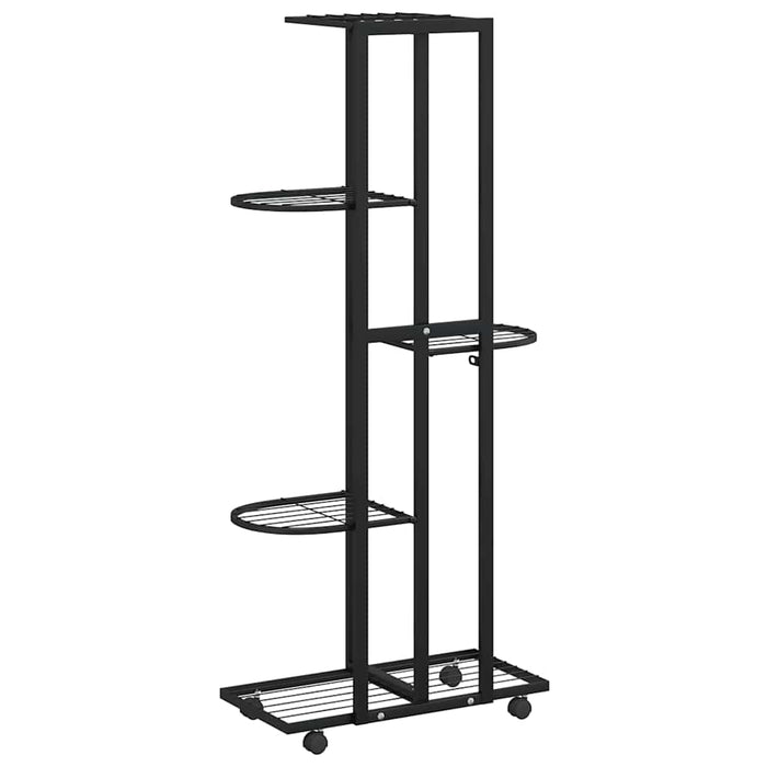 Suport de flori cu 5 etaje, cu roți, negru, 44x23x100 cm, fier - WALTI WALTI