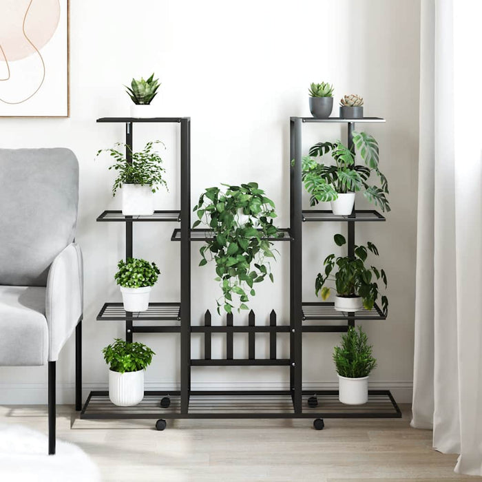 Suport pentru flori cu roți, 94,5x24,5x91,5 cm, negru, fier - WALTI WALTI