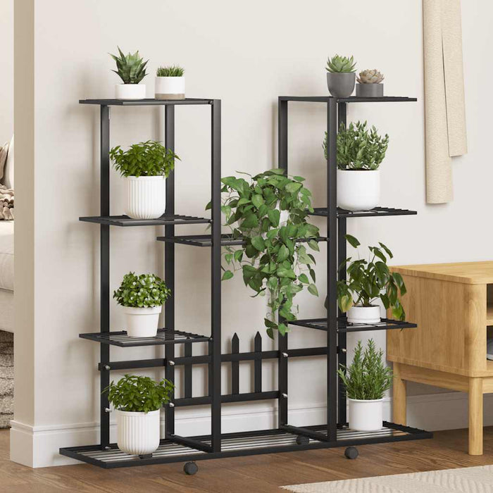 Suport pentru flori cu roți, 94,5x24,5x91,5 cm, negru, fier - WALTI WALTI