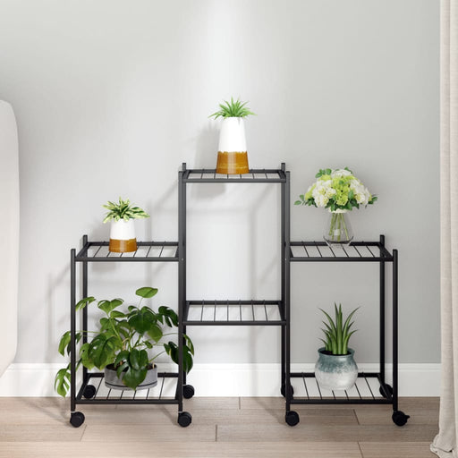 Suport pentru flori cu roți, 83x25x63,5 cm, negru, fier - WALTI WALTI